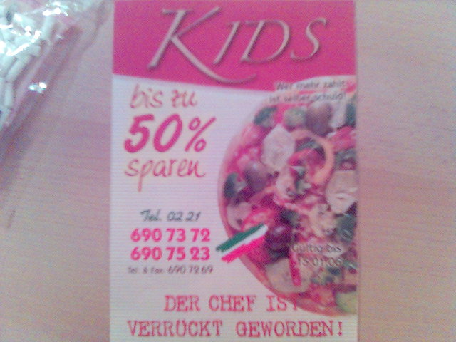 Frische Kinder! flyer kids kinder pizzadienst verr�ckter 