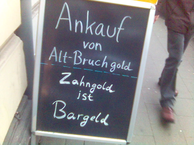 ! schild werbung zahngold 