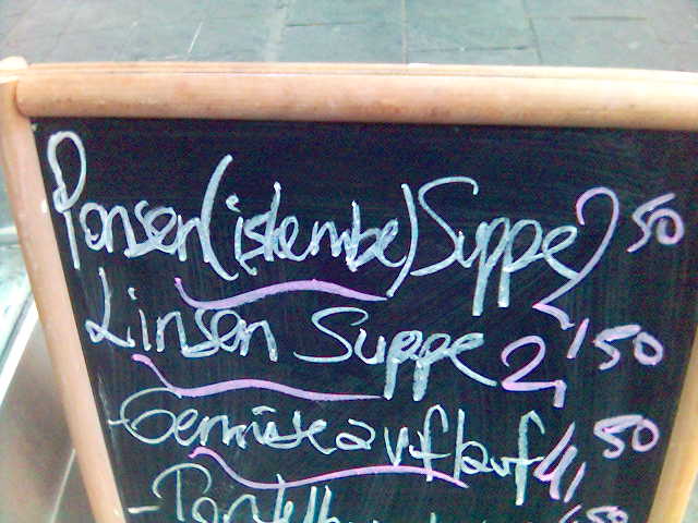 Pansensuppe! barbarossaplatz dner essen linsen pansen preis restaurant schild suppe 