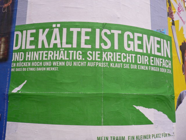 gemein gemein kalt k�lte litfasss�ule karneval plakat 
