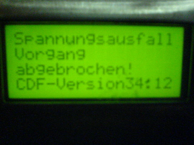 vorgang abgebrochen display kaputt automat 