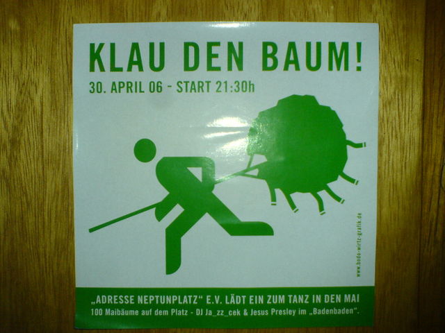 baumklau mai maibaum baum party sticker klauen 