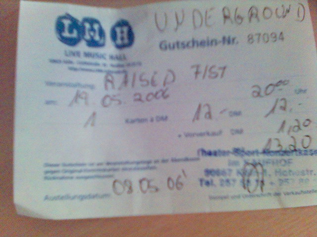 RAISED FIST!! fist hardcore raised underground k�ln 