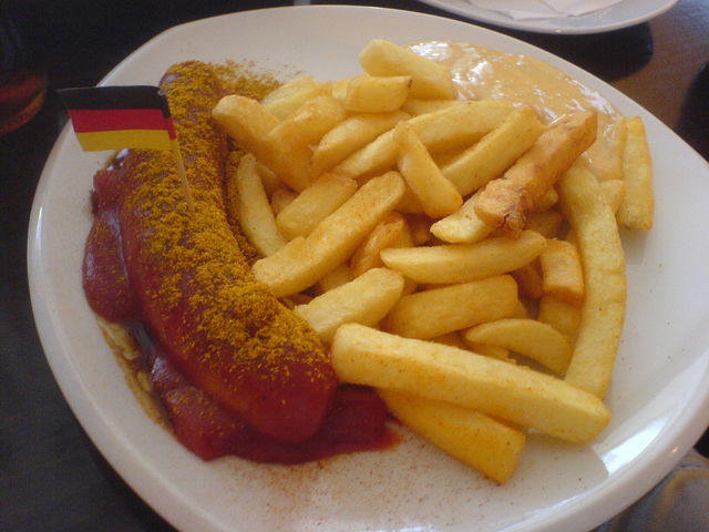 currywurst - echt deutsch pommes currywurst deutschland wm2006 fahne 