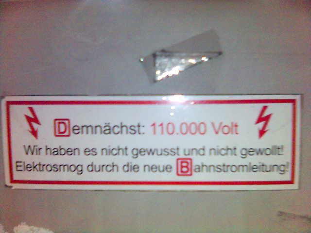 110.000 Volt bundesbahn eisenbahn elektrosmog volt bahn sticker protest strom 