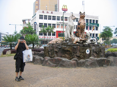 Inspector Clouseau macht Beweisfotos wahrzeichen katzen borneo sarawak kuching 