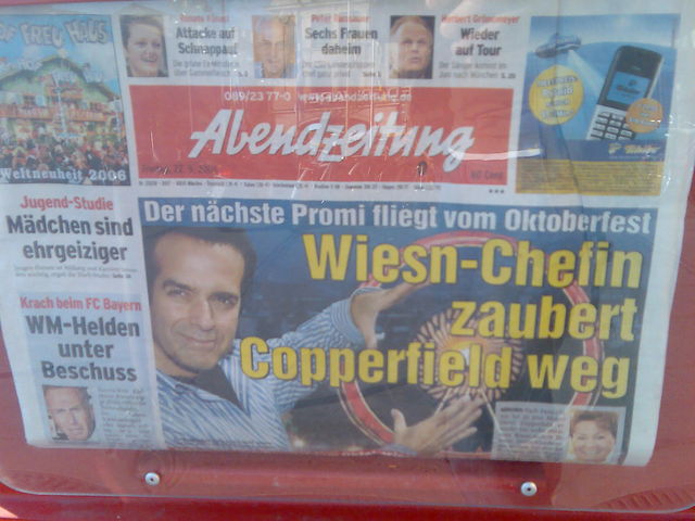 Zauberei copperfield m�nchen wiesn zeitung oktoberfest 