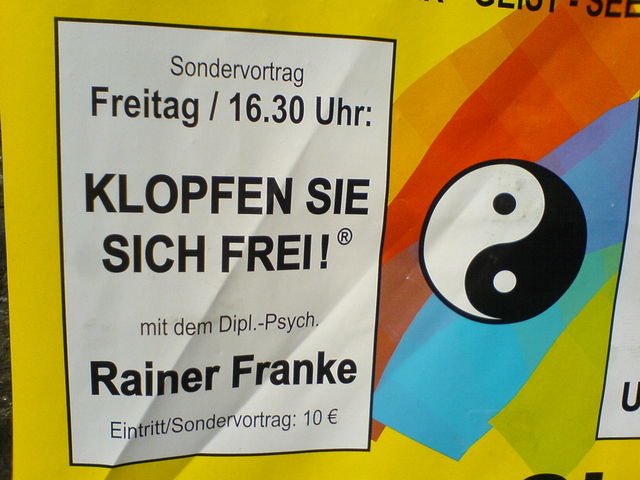 klopfen sie sich frei! esoterik klopfen plakat schild 