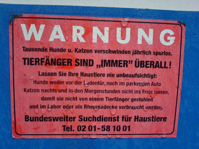 W A R N U N G ! ! ! 11 schild tiere warnung 