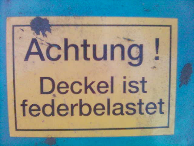 Toedliche Daunen achtung deckel feder schild warnung 