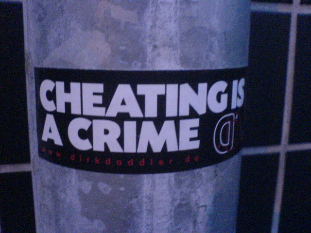 klare ansage cheating crime sticker streetart 