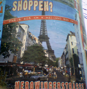 paris - mailand - merowinger stra�e mailand werbung s�dstadt paris eiffelturm merowinger plakat 