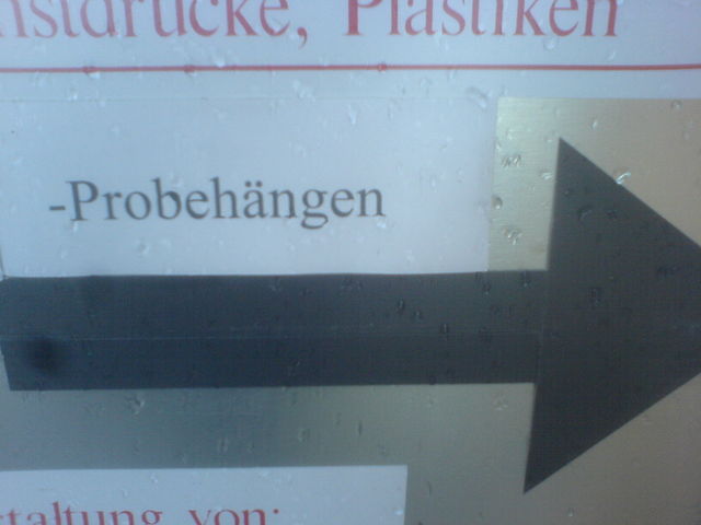 probeh�ngen h�ngen schild galerie 