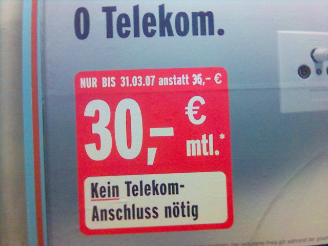 glaub isch  nisch, ey null anschluss telekom euro kein 