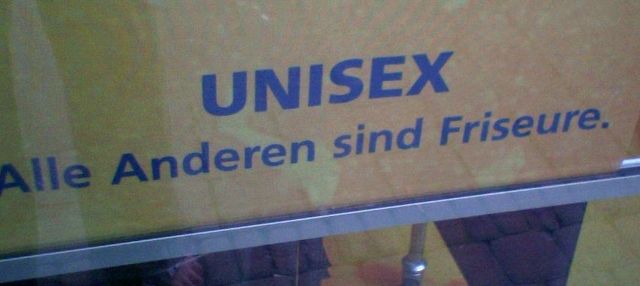 aha-effekt unisex friseur fris�r haare werbung 