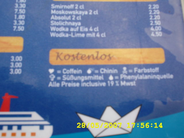 Getr�nkekarte in der Ankerklause chinin coffein kostenlos phenylalaninquelle s��ungsmittel speisekarte farbstoff 