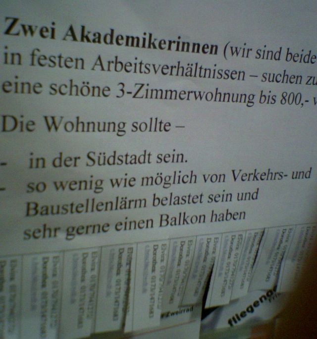 witz miete wohnungssuche wohnung südstadt aushang rewe 