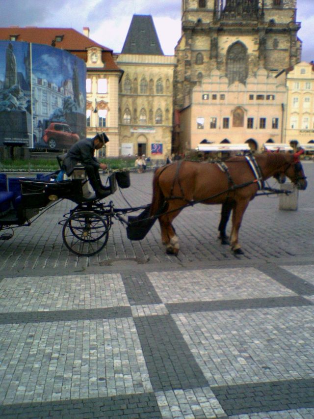 kutsche altstdter_ring kutsche pferde teinskirche hut platz zylinder prag 