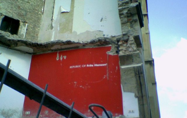 gestrichen abbruch abriss baustelle m�nster rot wand Republik 