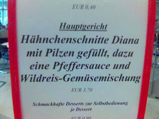 Gef�llte Prinzessin b�ro essen lvr karte h�hnchen kantine 