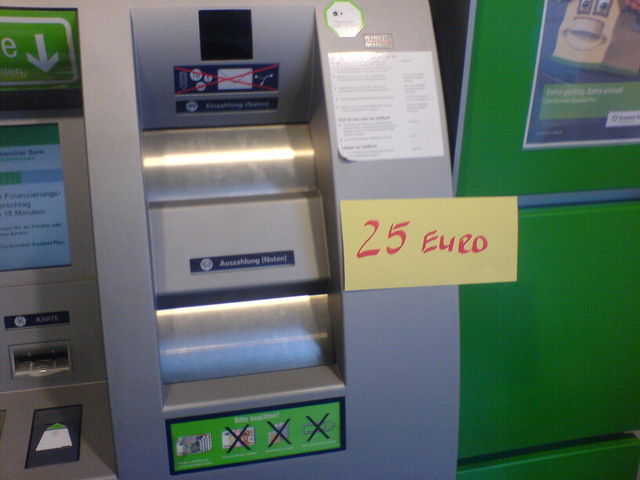 ?!? 25 bank euro geldautomat dresden euros 