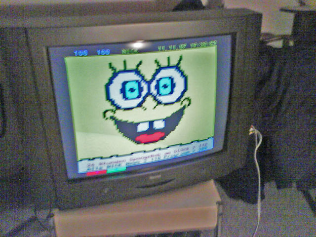 beste videotextseite evar ansi nickelodeon videotext spongebob tv fernseher ansiart gelb 