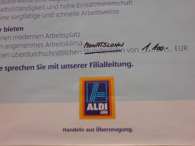 angebot bewerbung aldi plakat 