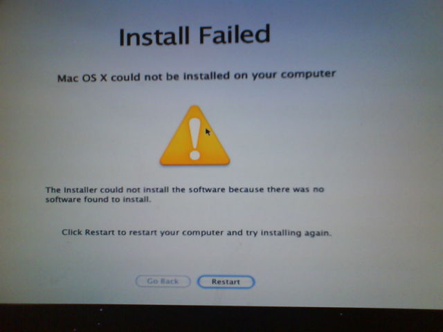Der Installer... osx fehler kaputt pc fehlermeldung max leopard installation 