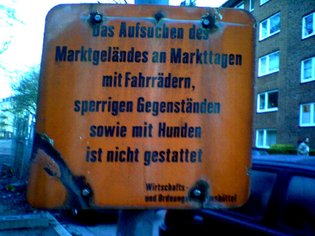 sperrig gegenstnde markttage markt schild verbot 