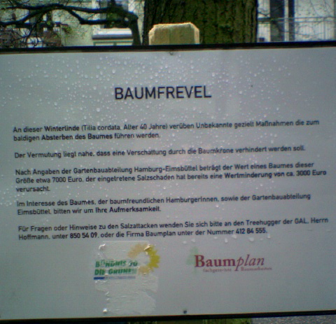 pech und frevel frevel naturschutz sch�ndung baum schaden mord die_gr�nen 