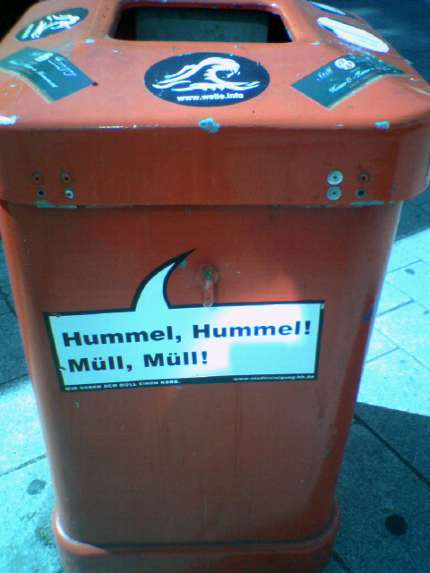 hummel, hummel (II) abfalleimer m�ll rot m�lleimer hamburg abfall hummel 