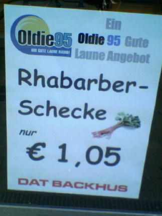 gaul oder geld? rhabarber schecke werbung bckerei angebot 