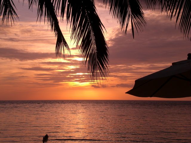 kitsch (aber schn!) sonnenuntergang strand urlaub thailand palmen kopanghan 