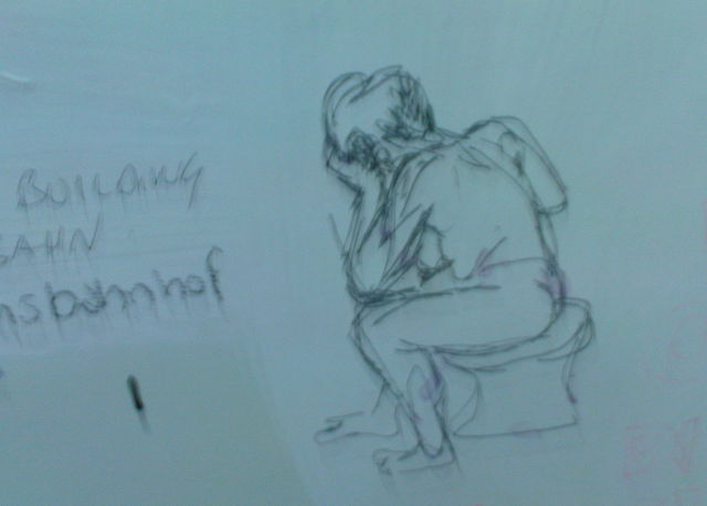 klokunst skizze klo zeichnung frau toilette bahndirektion 