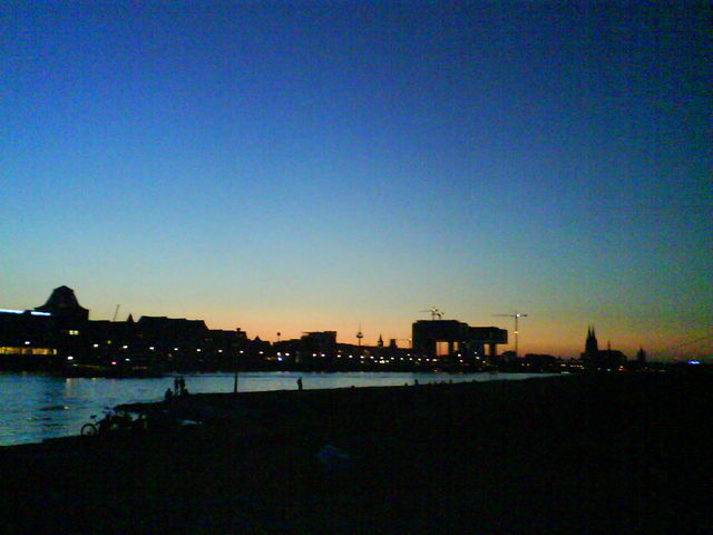 rhein k�ln rhein sonnenuntergang pollerwiesen 