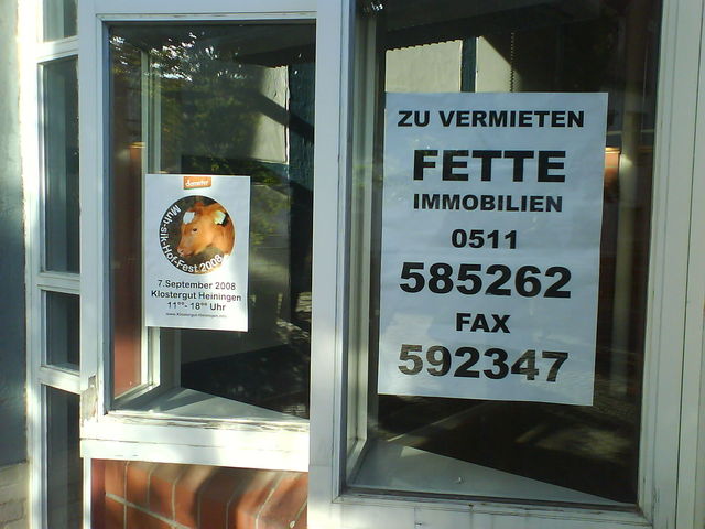 Superfett immobilien fette schild werbung wolfenbttel 