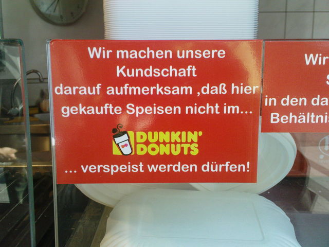 Vorschrift donuts dunkin essen verboten 