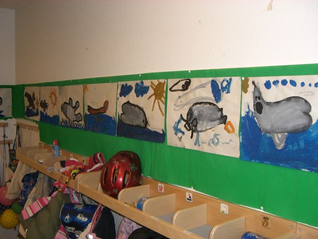 Robben robbengruppe selbstgemalt wasserfarbe kindergarten 