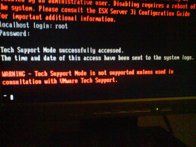 Tech Support Mode is not supported root tech vmware computer warnung bildschirm support 