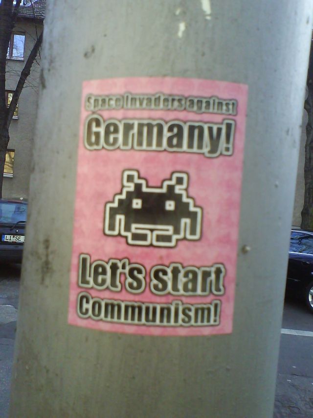 Space Invaders against Germany! deutschland invaders space sticker strasse streetart germany communism 