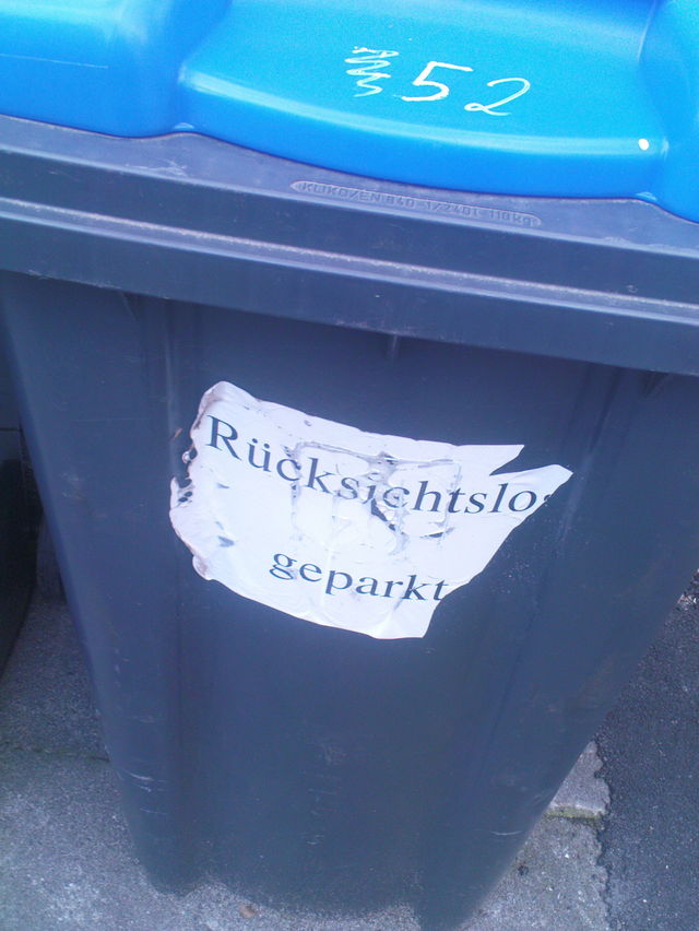 r�cksichtslos muelltonne ruecksicht r�cksicht parken m�lltonne 