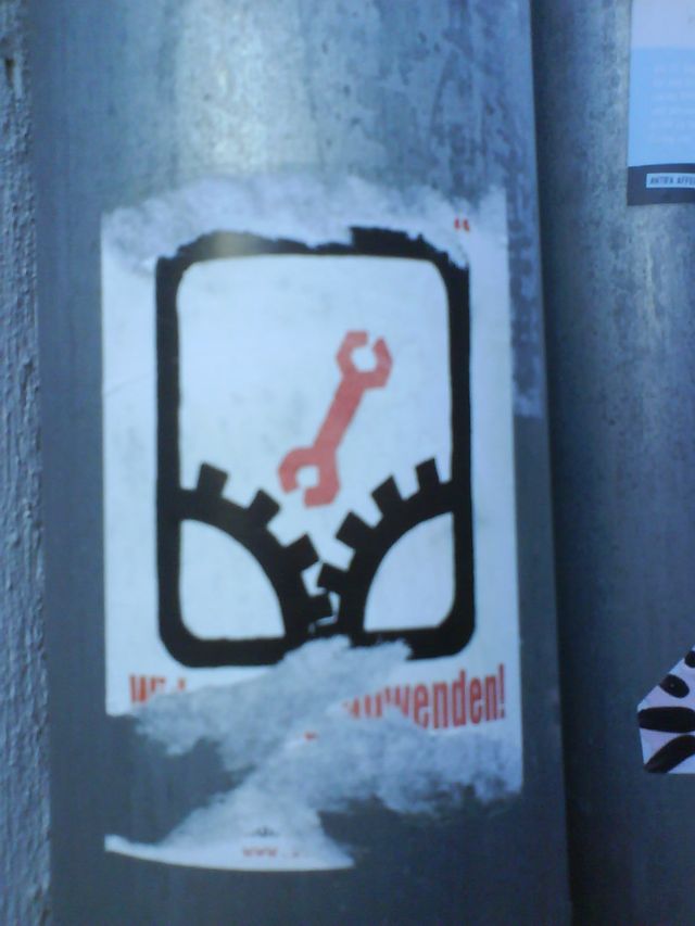 handlungsanweisung sabotage sticker streetart 
