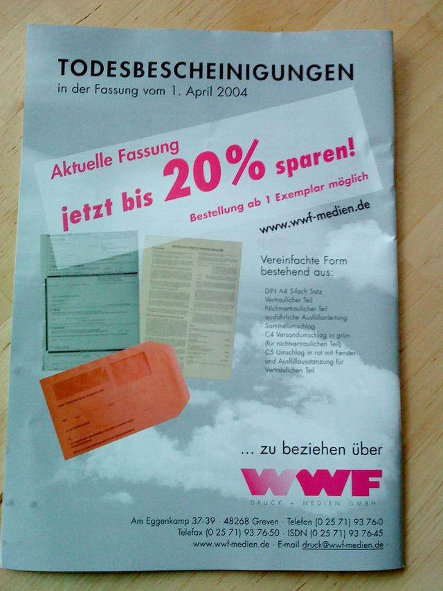 todsicheres gesch�ft g�nstig rheinisches_�rzteblatt todesbescheinigung totenschein �rzte schn�ppchen rabatt 