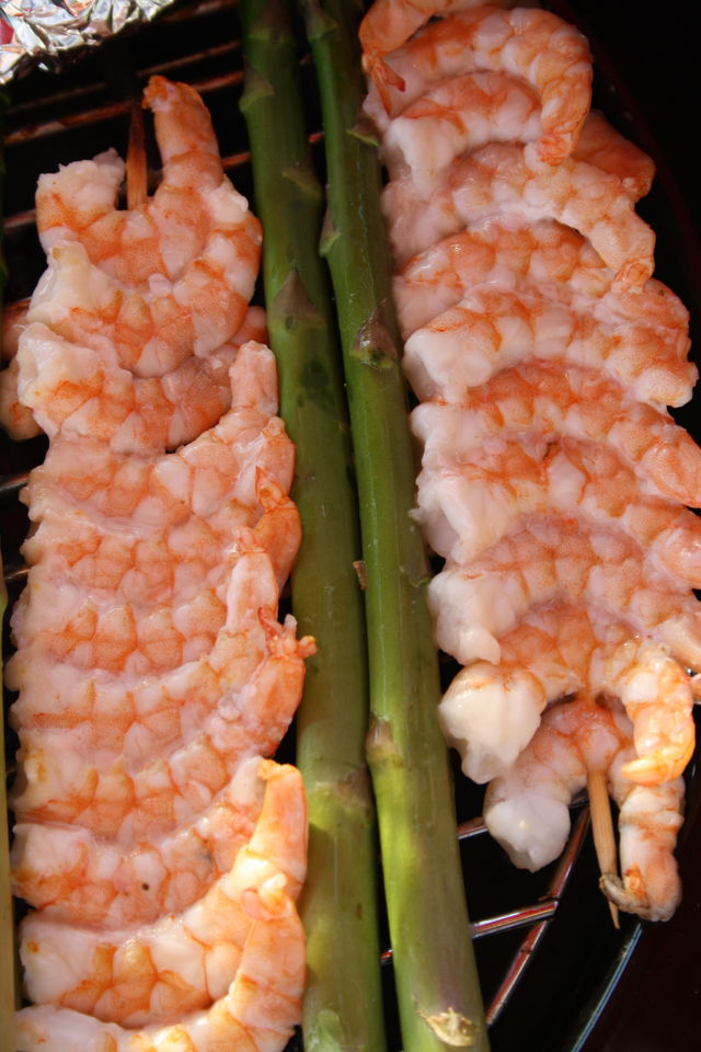 grilling deluxe gr�nerspargel scampis spargel 