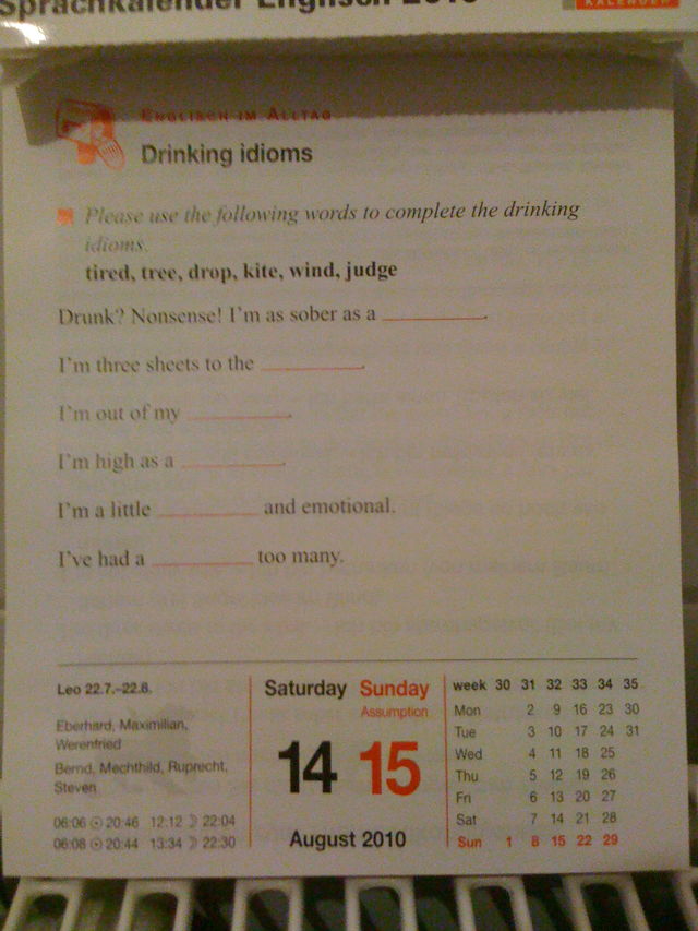 Englisch im Alltag. spr�che klo trinken englisch 